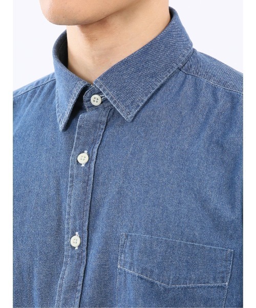 m.f.editorial（エムエフエディトリアル）の「【綿100% デニム】カンタベリーウッド/CANTERBURY WOOD レギュラーカラー長袖シャツ（シャツ/ブラウス・メンズ・ネイビー/ブルー・LARGE/X-LARGE/MEDIUM）」の10枚目の写真