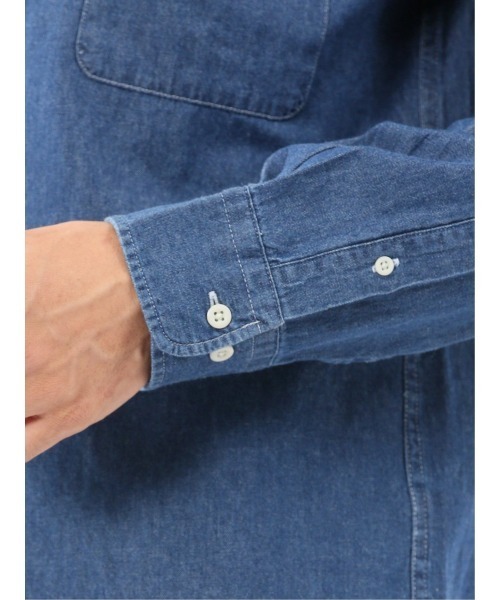 m.f.editorial（エムエフエディトリアル）の「【綿100% デニム】カンタベリーウッド/CANTERBURY WOOD レギュラーカラー長袖シャツ（シャツ/ブラウス・メンズ・ネイビー/ブルー・LARGE/X-LARGE/MEDIUM）」の9枚目の写真