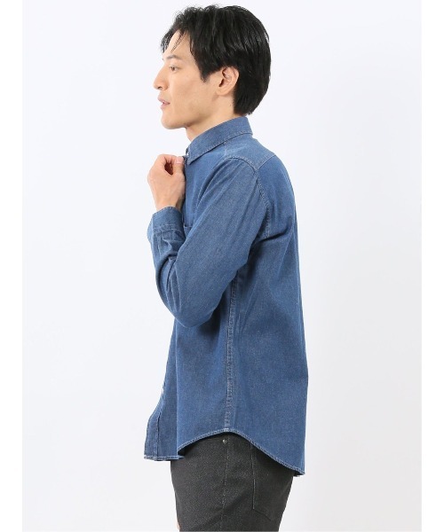 m.f.editorial（エムエフエディトリアル）の「【綿100% デニム】カンタベリーウッド/CANTERBURY WOOD レギュラーカラー長袖シャツ（シャツ/ブラウス・メンズ・ネイビー/ブルー・LARGE/X-LARGE/MEDIUM）」の7枚目の写真