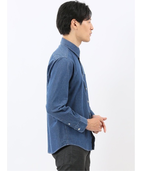 m.f.editorial（エムエフエディトリアル）の「【綿100% デニム】カンタベリーウッド/CANTERBURY WOOD レギュラーカラー長袖シャツ（シャツ/ブラウス・メンズ・ネイビー/ブルー・LARGE/X-LARGE/MEDIUM）」の5枚目の写真