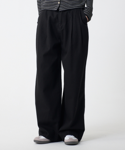 UNKNOWN PLANET(アンノウンプラネット)の「ツーピンタックワイドコットンパンツブラック(その他パンツ・レディース・その他・SMALL/LARGE/MEDIUM)」の3枚目の写真
