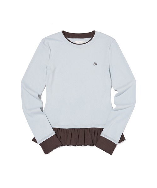 KIRSH(キルシー)の「KIRSH Layered Slim-Fit Ribbon Long Sleeve T-Shirt キルシー レイヤード スリムフィット 長袖Tシャツ(Tシャツ/カットソー・レディース・ホワイト/ライトブルー/ブラック・1)」の3枚目の写真