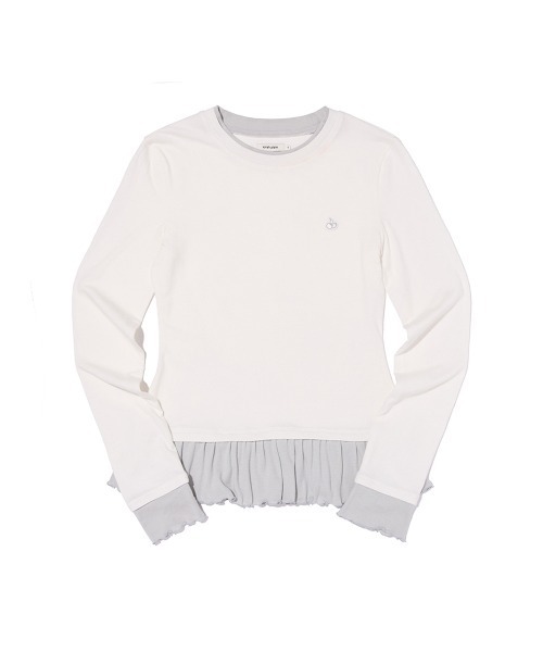 KIRSH(キルシー)の「KIRSH Layered Slim-Fit Ribbon Long Sleeve T-Shirt キルシー レイヤード スリムフィット 長袖Tシャツ(Tシャツ/カットソー・レディース・ホワイト/ライトブルー/ブラック・1)」の7枚目の写真