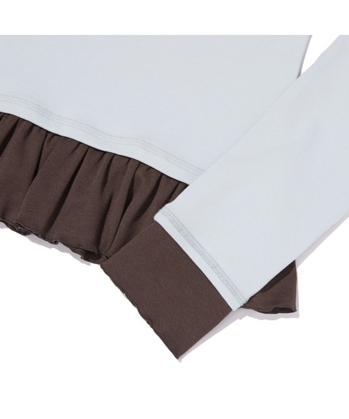 KIRSH(キルシー)の「KIRSH Layered Slim-Fit Ribbon Long Sleeve T-Shirt キルシー レイヤード スリムフィット 長袖Tシャツ(Tシャツ/カットソー・レディース・ホワイト/ライトブルー/ブラック・1)」の6枚目の写真