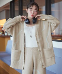 ふわもちニュアンス配色ニットカーディガン