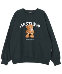ウィンクベアドール オーバーサイズ ドロップショルダー スウェット_グリーン