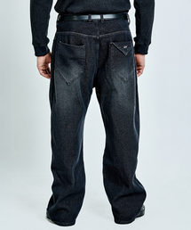 Waffle denim pants - Black