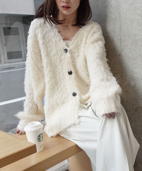 CORNERS（コーナーズ）の「モンスターシャギーニットカーディガン（カーディガン/ボレロ・レディース・ピンク/ブラウン/アイボリー・M）」の2枚目の写真