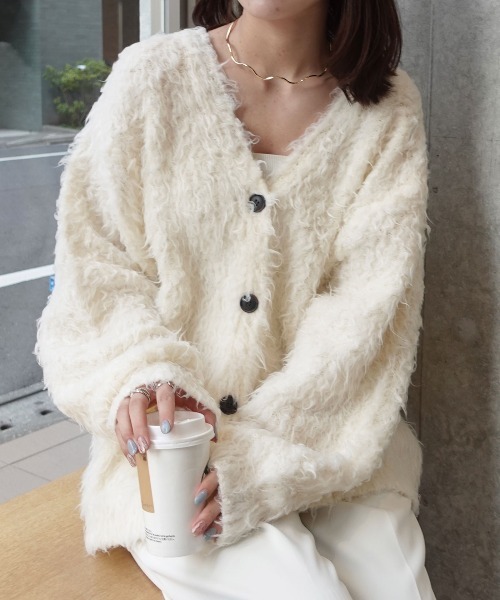 CORNERS（コーナーズ）の「モンスターシャギーニットカーディガン（カーディガン/ボレロ・レディース・ピンク/ブラウン/アイボリー・M）」の15枚目の写真