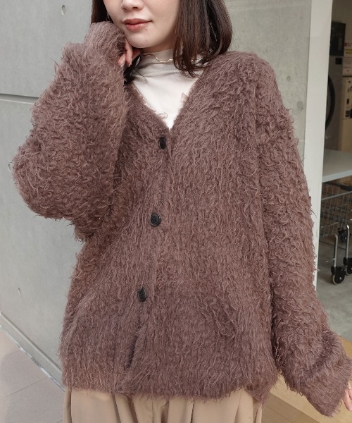 CORNERS（コーナーズ）の「モンスターシャギーニットカーディガン（カーディガン/ボレロ・レディース・ピンク/ブラウン/アイボリー・M）」の18枚目の写真