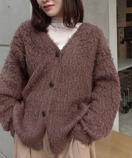 CORNERS（コーナーズ）の「モンスターシャギーニットカーディガン（カーディガン/ボレロ・レディース・ピンク/ブラウン/アイボリー・M）」の19枚目の写真