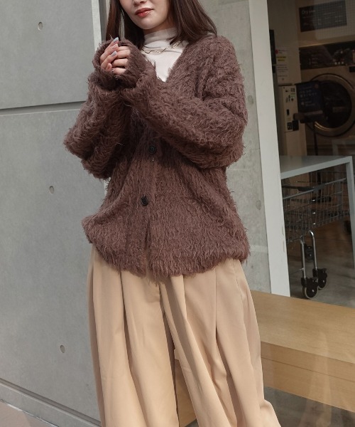 CORNERS（コーナーズ）の「モンスターシャギーニットカーディガン（カーディガン/ボレロ・レディース・ピンク/ブラウン/アイボリー・M）」の10枚目の写真