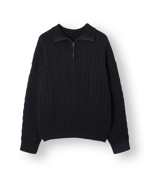 HOOVES（フーブス）の「Cotton cable half zip-up knitwear [black]（ニット/セーター・メンズ・その他・MEDIUM/LARGE）」の2枚目の写真