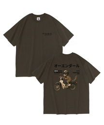 RIDING BIKE CAT オーバーサイズ 半袖Tシャツ (カーキ)