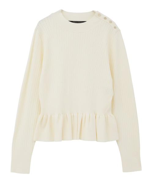 YECCA VECCA（イェッカヴェッカ）の「金釦ペプラムニット（ニット/セーター・レディース・ブラック/アイボリー/イエロー/ライトブルー・FREE）」の12枚目の写真