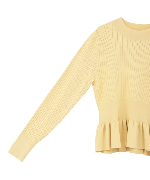 YECCA VECCA（イェッカヴェッカ）の「金釦ペプラムニット（ニット/セーター・レディース・ブラック/アイボリー/イエロー/ライトブルー・FREE）」の8枚目の写真