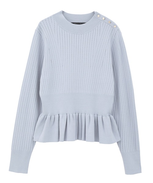 YECCA VECCA（イェッカヴェッカ）の「金釦ペプラムニット（ニット/セーター・レディース・ブラック/アイボリー/イエロー/ライトブルー・FREE）」の11枚目の写真