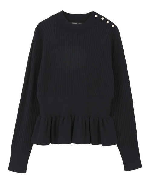 YECCA VECCA（イェッカヴェッカ）の「金釦ペプラムニット（ニット/セーター・レディース・ブラック/アイボリー/イエロー/ライトブルー・FREE）」の13枚目の写真