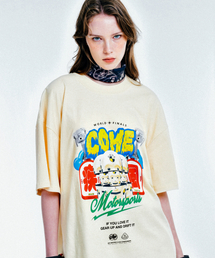 COME（シーオーエムイー）の「[UNISEX] C.O.M.E Motorsports Oversized Printed Cotton-Jersey T-Shirt (Beige)（Tシャツ/カットソー）」