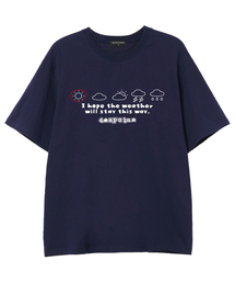 OUSE（オウズ）の「Weather emoticon oversized short-sleeved T-shirt (DS010) Navy（Tシャツ/カットソー・メンズ）」