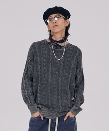 AT THE MOMENT（アットザモーメント）の「Garment Dyed Cotton Cable Knit_Charcoal（ニット/セーター）」