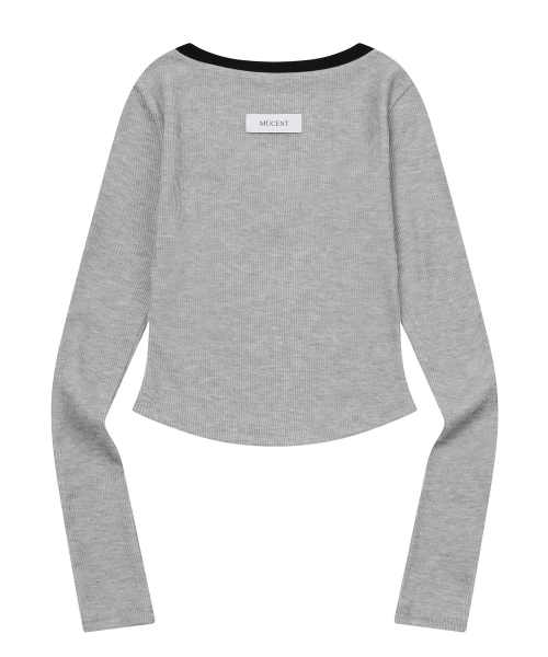 MUCENT(ムセント)の「バインディングトラックラインVネックリブTシャツ(3カラー)(Tシャツ/カットソー・レディース・グレー/ブラック/ネイビー・FREE)」の11枚目の写真