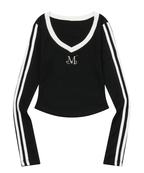 MUCENT(ムセント)の「バインディングトラックラインVネックリブTシャツ(3カラー)(Tシャツ/カットソー・レディース・グレー/ブラック/ネイビー・FREE)」の14枚目の写真