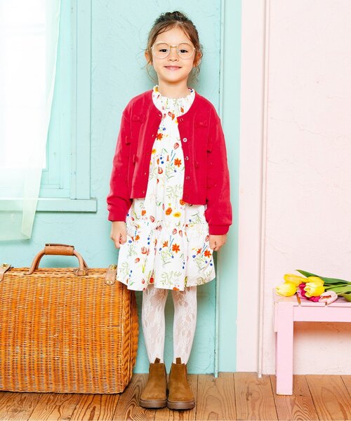 Boribon（ボリボン）の「リボンニットカーディガン（カーディガン/ボレロ・キッズ・レッド/イエロー/アイボリー・120/110/100/90/80）」の4枚目の写真