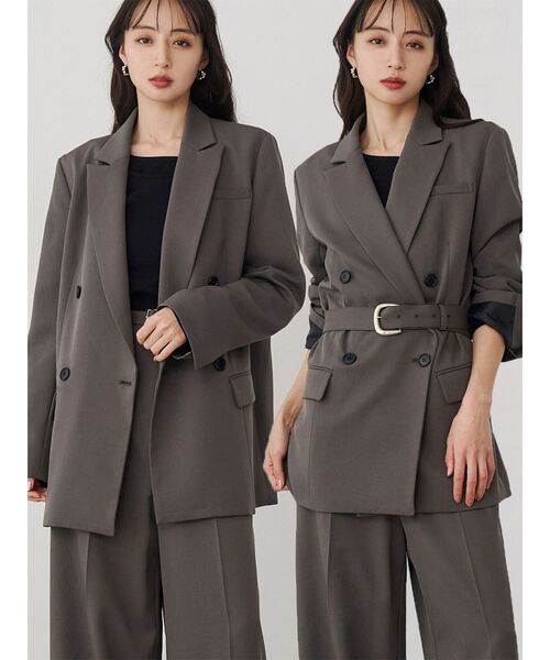 MURUA(ムルーア)の「【セットアップ対応】ベルテッドテーラードジャケット(テーラードジャケット・レディース・ミント/ブラック/ベージュ/グレー・FREE)」の1枚目の写真