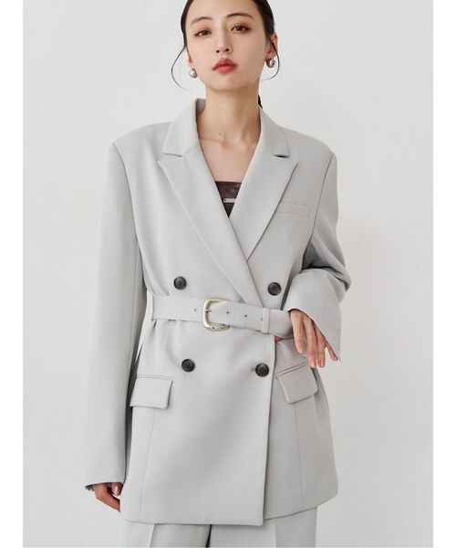 MURUA(ムルーア)の「【セットアップ対応】ベルテッドテーラードジャケット(テーラードジャケット・レディース・ミント/ブラック/ベージュ/グレー・FREE)」の4枚目の写真