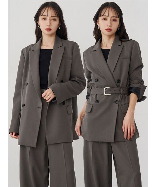 MURUA(ムルーア)の「【セットアップ対応】ベルテッドテーラードジャケット(テーラードジャケット・レディース・ミント/ブラック/ベージュ/グレー・FREE)」の18枚目の写真