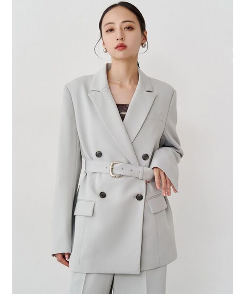 MURUA(ムルーア)の「【セットアップ対応】ベルテッドテーラードジャケット(テーラードジャケット・レディース・ミント/ブラック/ベージュ/グレー・FREE)」の5枚目の写真