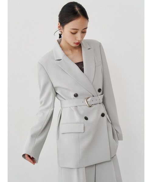 MURUA(ムルーア)の「【セットアップ対応】ベルテッドテーラードジャケット(テーラードジャケット・レディース・ミント/ブラック/ベージュ/グレー・FREE)」の6枚目の写真