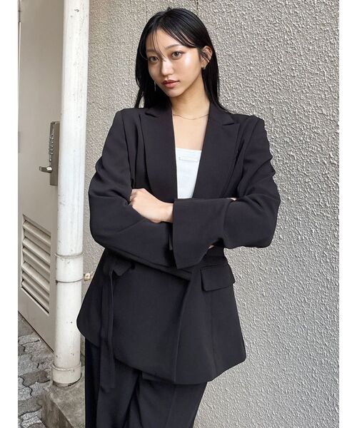 MURUA(ムルーア)の「【セットアップ対応】ベルテッドテーラードジャケット(テーラードジャケット・レディース・ミント/ブラック/ベージュ/グレー・FREE)」の7枚目の写真