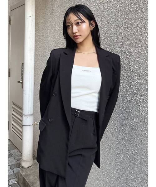 MURUA(ムルーア)の「【セットアップ対応】ベルテッドテーラードジャケット(テーラードジャケット・レディース・ミント/ブラック/ベージュ/グレー・FREE)」の9枚目の写真