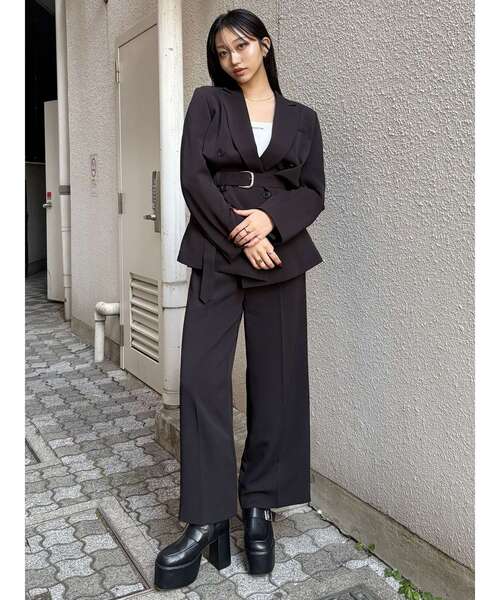 MURUA(ムルーア)の「【セットアップ対応】ベルテッドテーラードジャケット(テーラードジャケット・レディース・ミント/ブラック/ベージュ/グレー・FREE)」の10枚目の写真