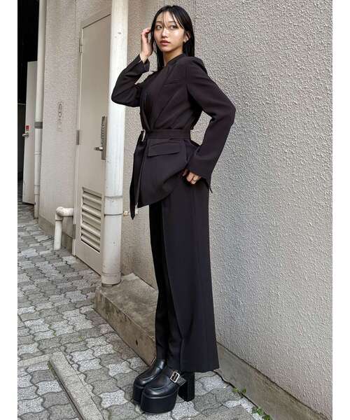 MURUA(ムルーア)の「【セットアップ対応】ベルテッドテーラードジャケット(テーラードジャケット・レディース・ミント/ブラック/ベージュ/グレー・FREE)」の11枚目の写真