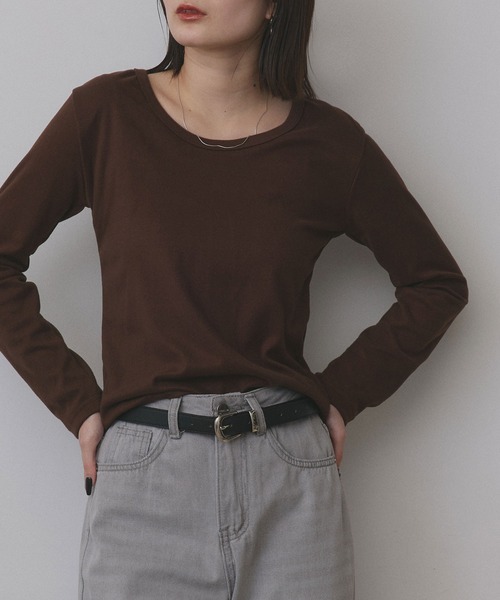 ad thie(アドティエ)の「起毛クルーネック インナーカットソー(Tシャツ/カットソー・レディース・ブラック/ブラウン/オフホワイト/グレー・FREE)」の15枚目の写真