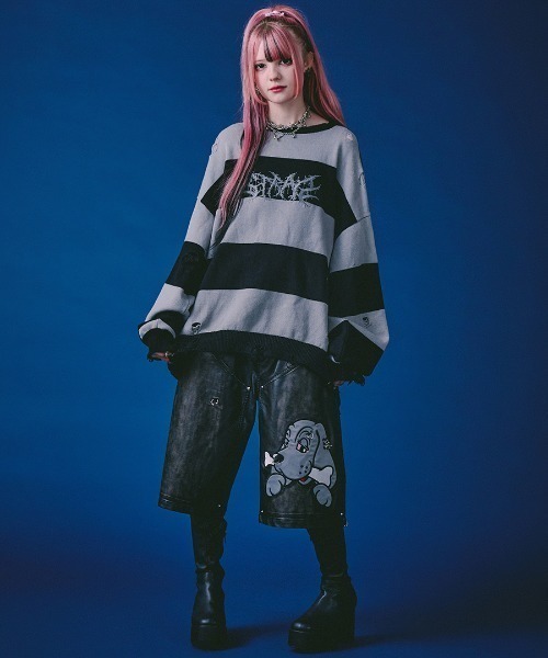 GALFY(ガルフィー)の「【GALFY】バチバチピアスニット / 【ガルフィー】バチバチピアスニット(ニット/セーター・メンズ・ブラック/ライトグレー/ブラック×グレー・L/XL)」の12枚目の写真