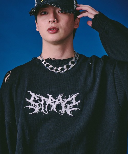 GALFY(ガルフィー)の「【GALFY】バチバチピアスニット / 【ガルフィー】バチバチピアスニット(ニット/セーター・メンズ・ブラック/ライトグレー/ブラック×グレー・L/XL)」の4枚目の写真