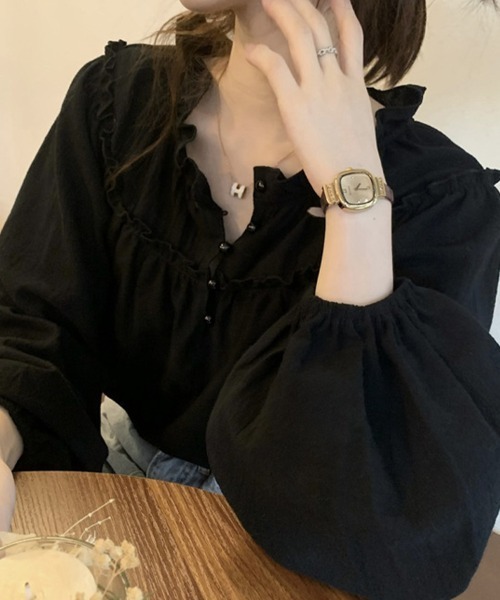 SallyLunn(サリーラン)の「フリル切替デザインブラウス(シャツ/ブラウス・レディース・スミクロ/ベージュ・LARGE/MEDIUM)」の5枚目の写真