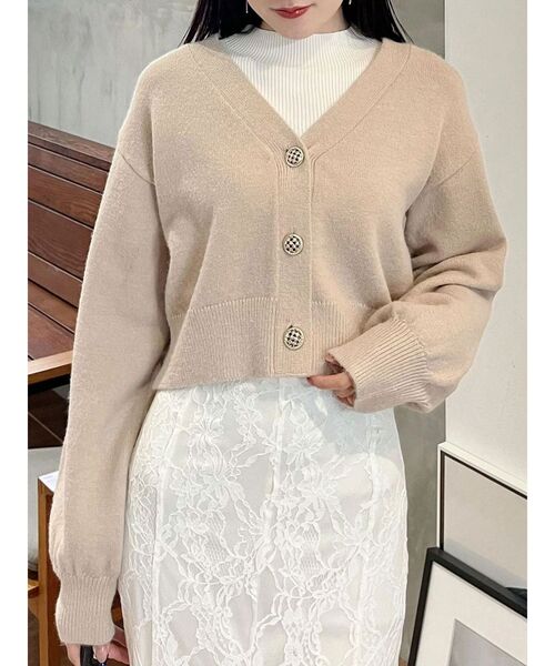 MERCURYDUO(マーキュリーデュオ)の「金ボタンボリュームスリーブカーデ(カーディガン/ボレロ・レディース・ミント/オフホワイト/ベージュ・FREE)」の3枚目の写真