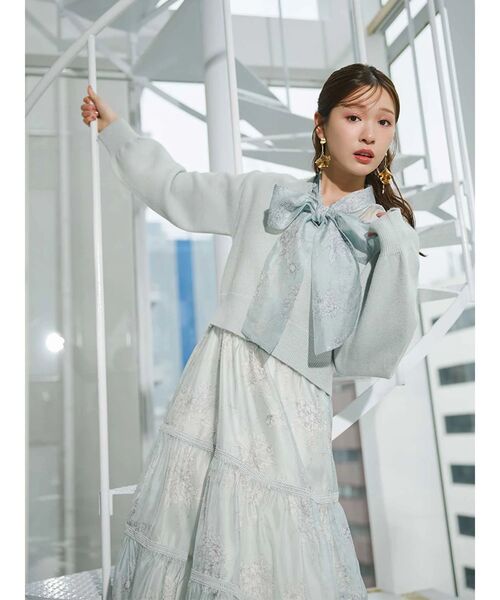 MERCURYDUO(マーキュリーデュオ)の「金ボタンボリュームスリーブカーデ(カーディガン/ボレロ・レディース・ミント/オフホワイト/ベージュ・FREE)」の1枚目の写真