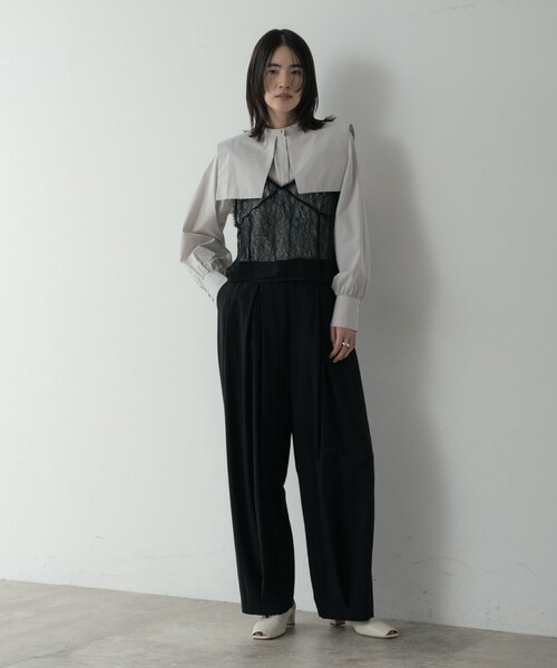 GALLEST(ギャレスト)の「ビッグカラーシャツ(シャツ/ブラウス・レディース・ネイビー/ホワイト/ライトグレー・38)」の4枚目の写真