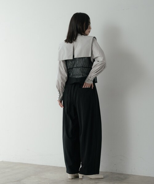 GALLEST(ギャレスト)の「ビッグカラーシャツ(シャツ/ブラウス・レディース・ネイビー/ホワイト/ライトグレー・38)」の5枚目の写真