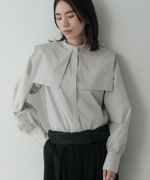 GALLEST(ギャレスト)の「ビッグカラーシャツ(シャツ/ブラウス・レディース・ネイビー/ホワイト/ライトグレー・38)」の7枚目の写真