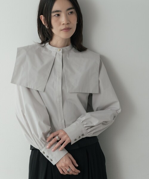 GALLEST(ギャレスト)の「ビッグカラーシャツ(シャツ/ブラウス・レディース・ネイビー/ホワイト/ライトグレー・38)」の8枚目の写真