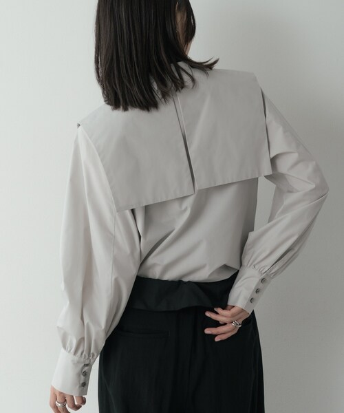 GALLEST(ギャレスト)の「ビッグカラーシャツ(シャツ/ブラウス・レディース・ネイビー/ホワイト/ライトグレー・38)」の9枚目の写真