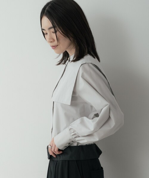 GALLEST(ギャレスト)の「ビッグカラーシャツ(シャツ/ブラウス・レディース・ネイビー/ホワイト/ライトグレー・38)」の10枚目の写真