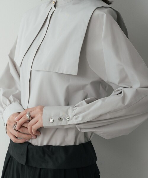 GALLEST(ギャレスト)の「ビッグカラーシャツ(シャツ/ブラウス・レディース・ネイビー/ホワイト/ライトグレー・38)」の12枚目の写真